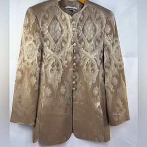 Peter Nygard Gold Paisley Textured Button Up Blazer Jacket Size 6